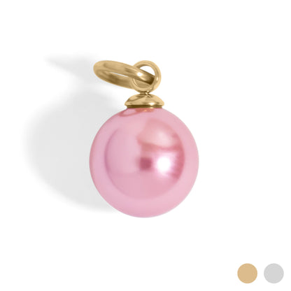 18K Gold PVD Stainless Steel Pink Pearl Charm
