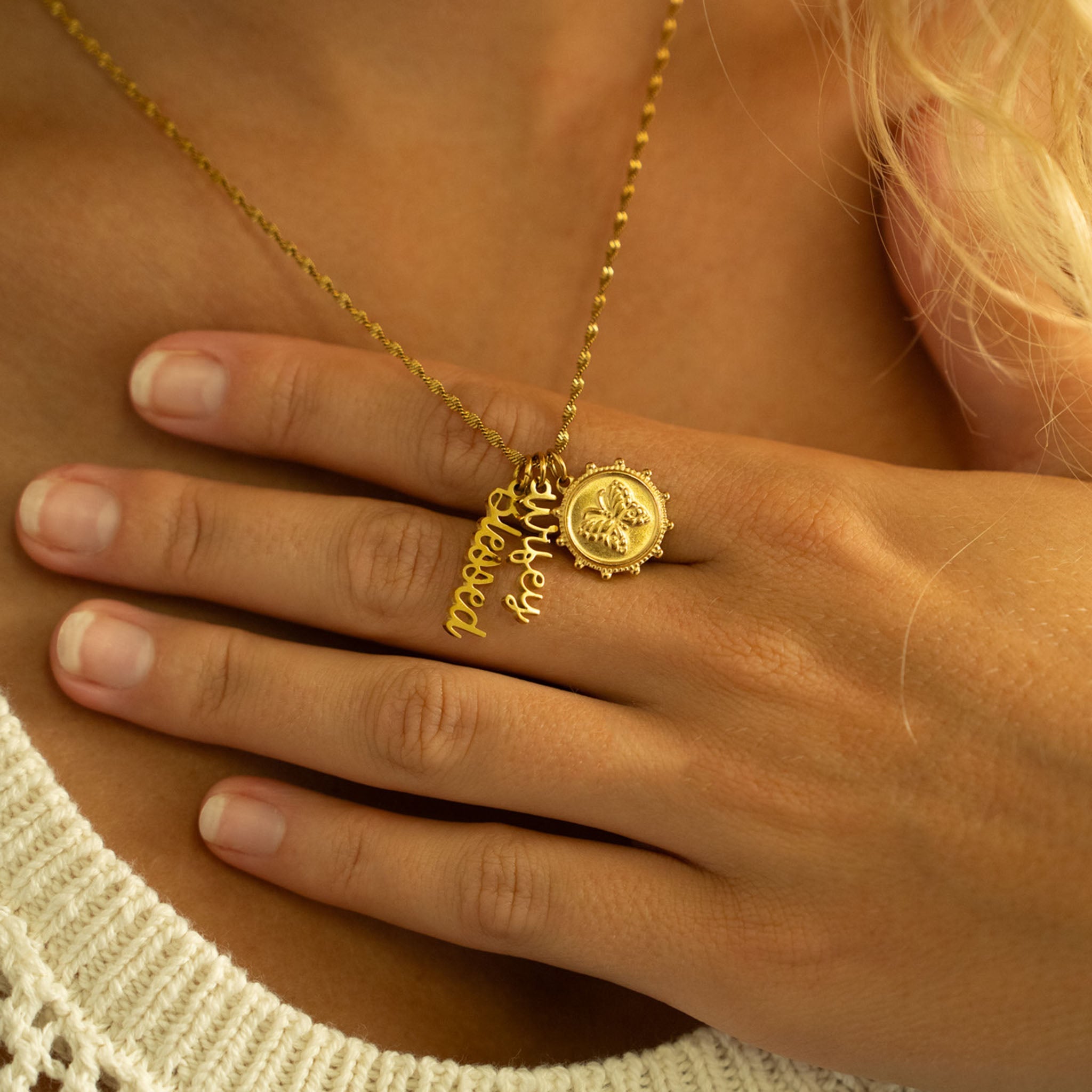 18K Gold PVD Stainless Steel Blessed Charm