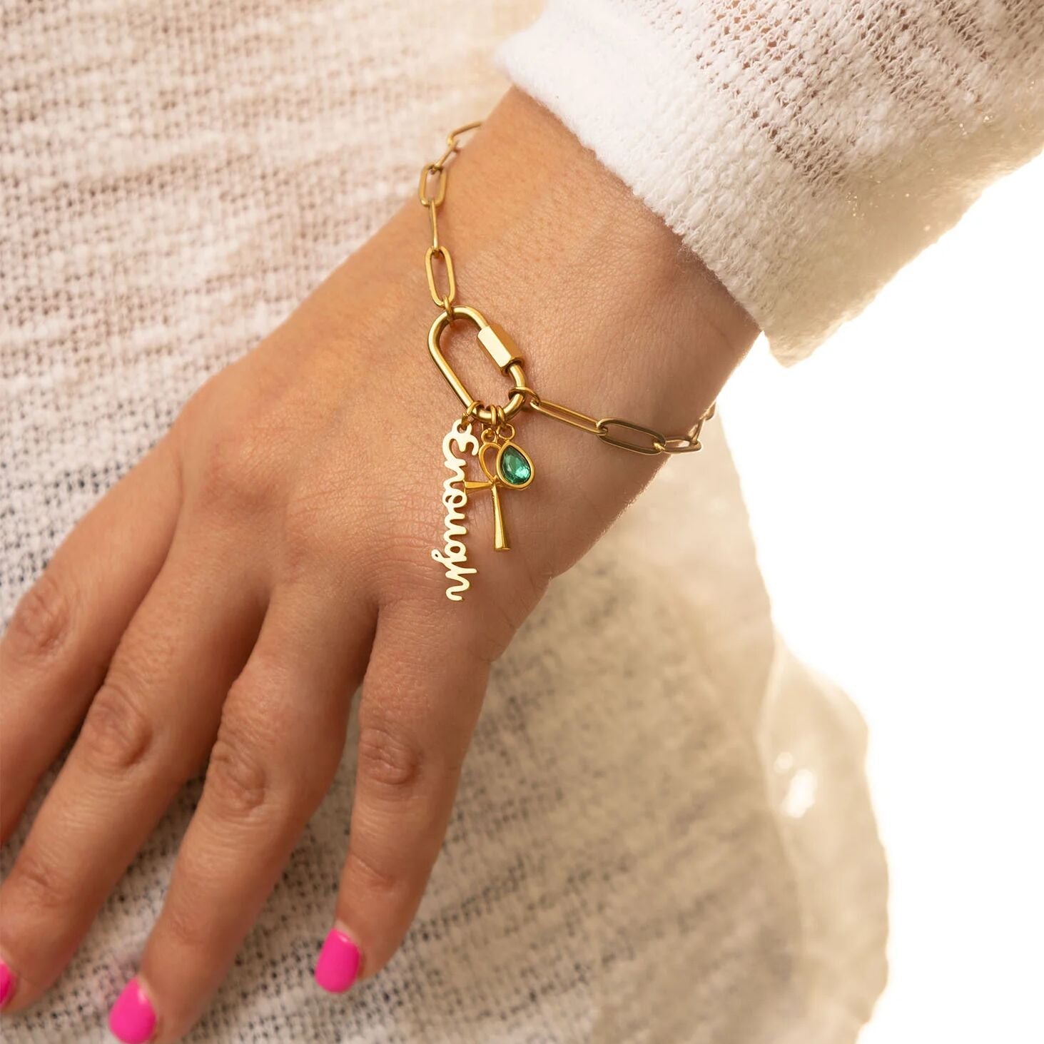 18K Gold PVD Stainless Steel Enough Charm