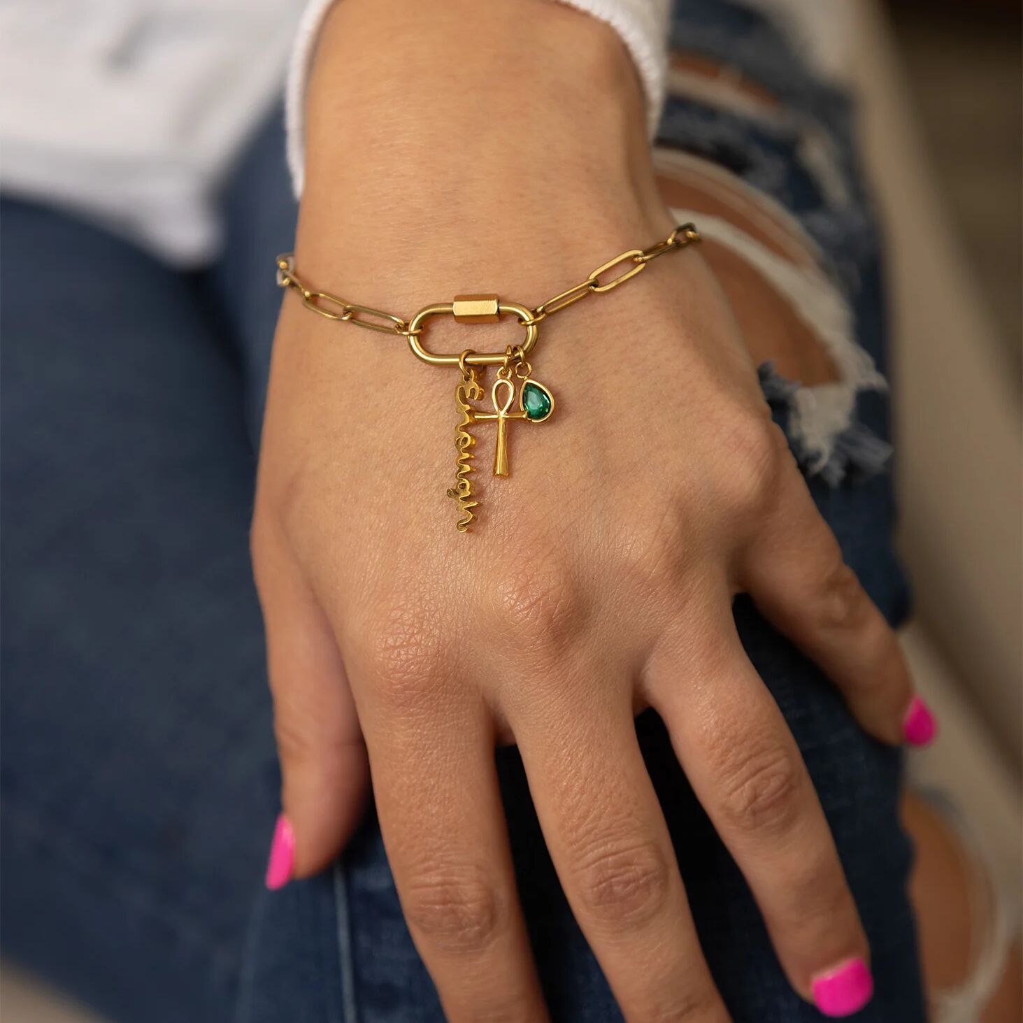 18K Gold PVD Stainless Steel Enough Charm