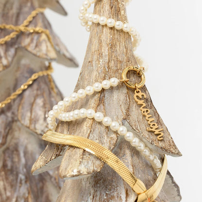 18K Gold PVD Stainless Steel Enough Charm