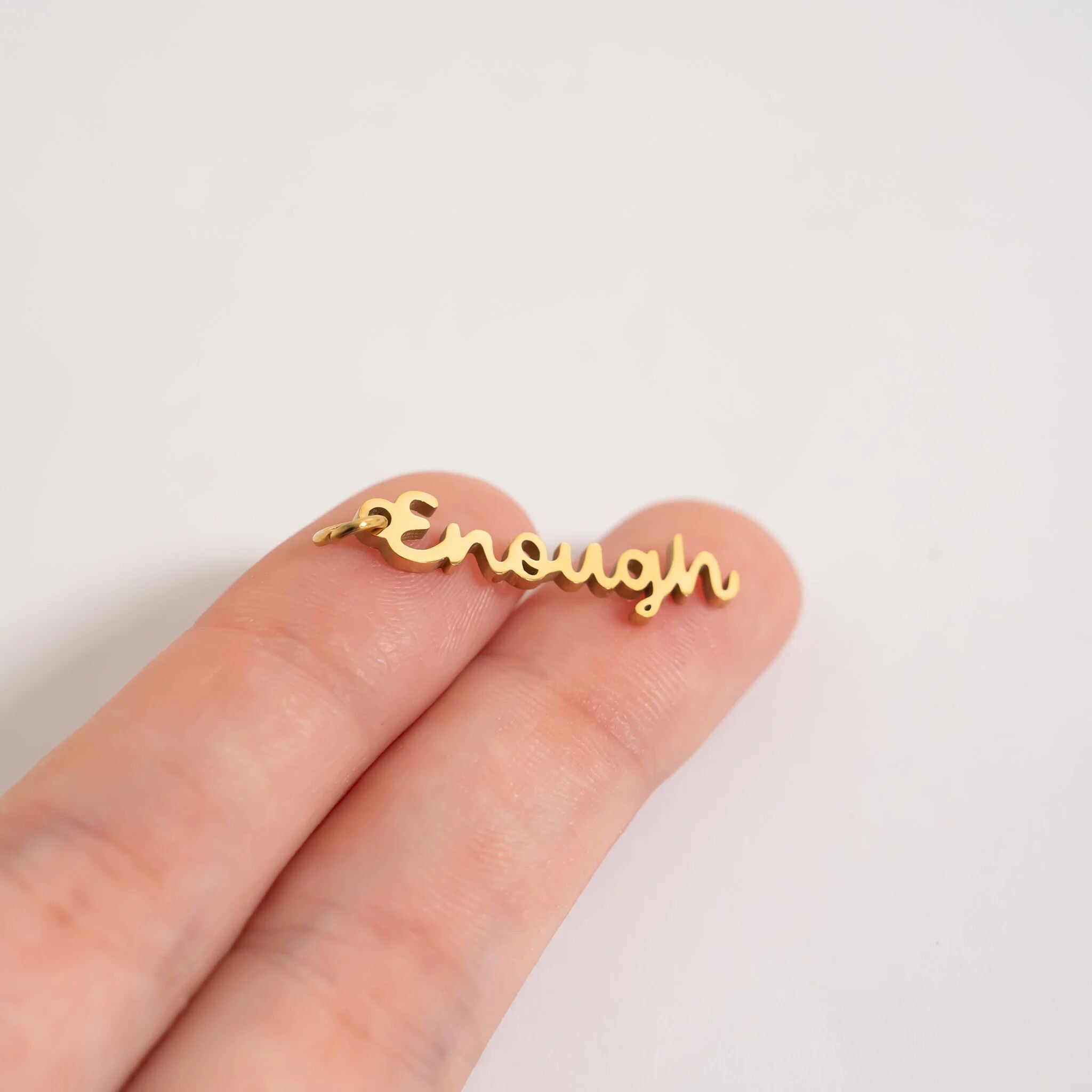 18K Gold PVD Stainless Steel Enough Charm