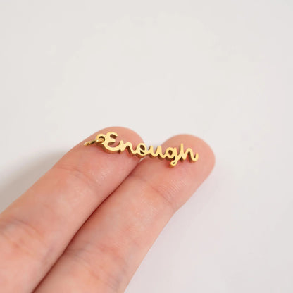 18K Gold PVD Stainless Steel Enough Charm