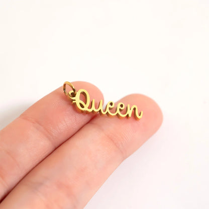 18K Gold PVD Stainless Steel Queen Charm