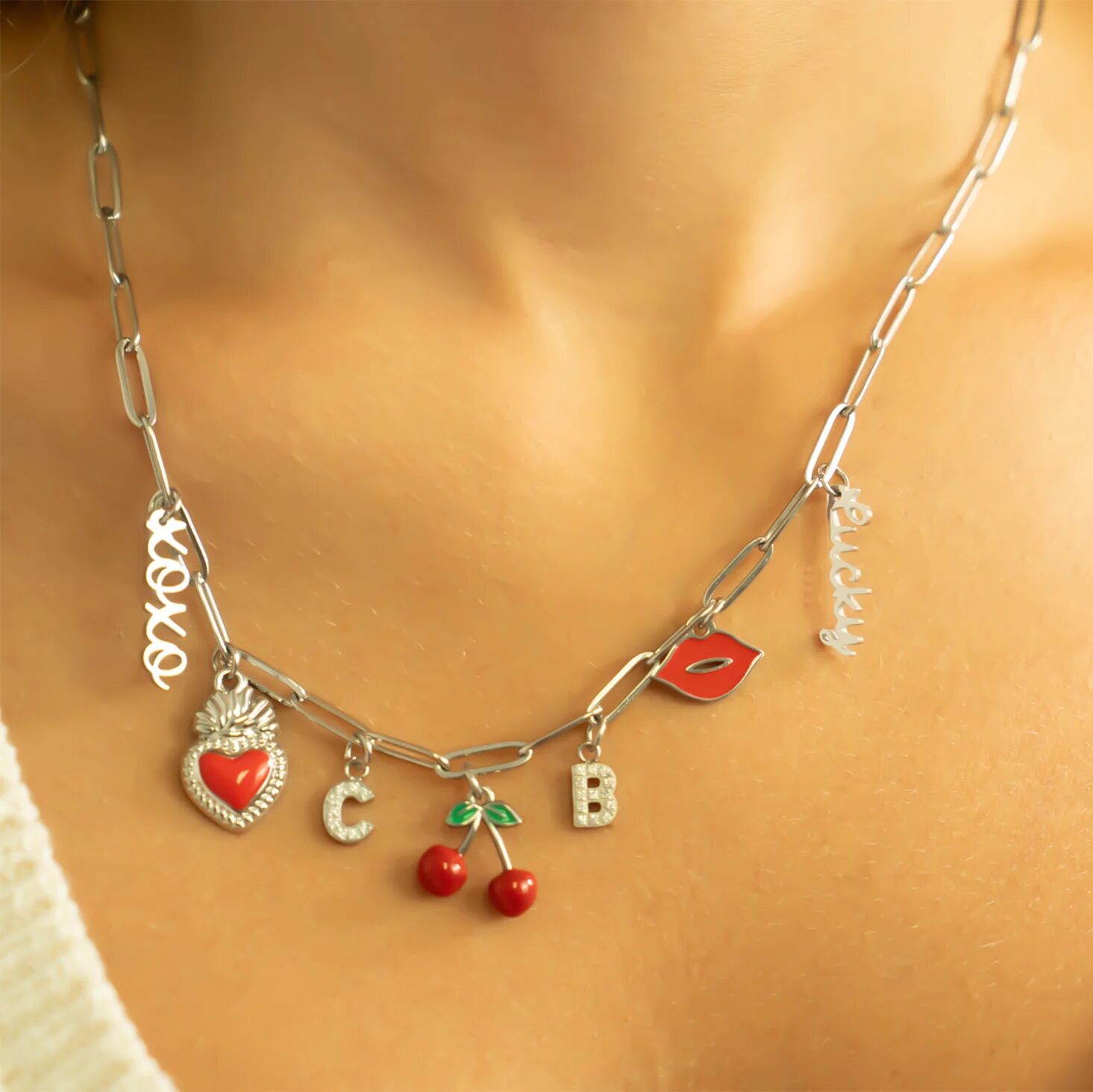 Stainless Steel Pave Set CZ Initial Letter Charms