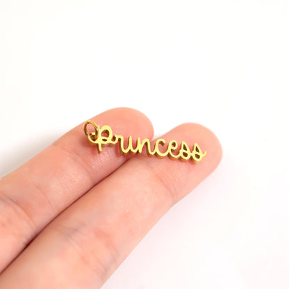 18K Gold Stainless Steel Princess Charm