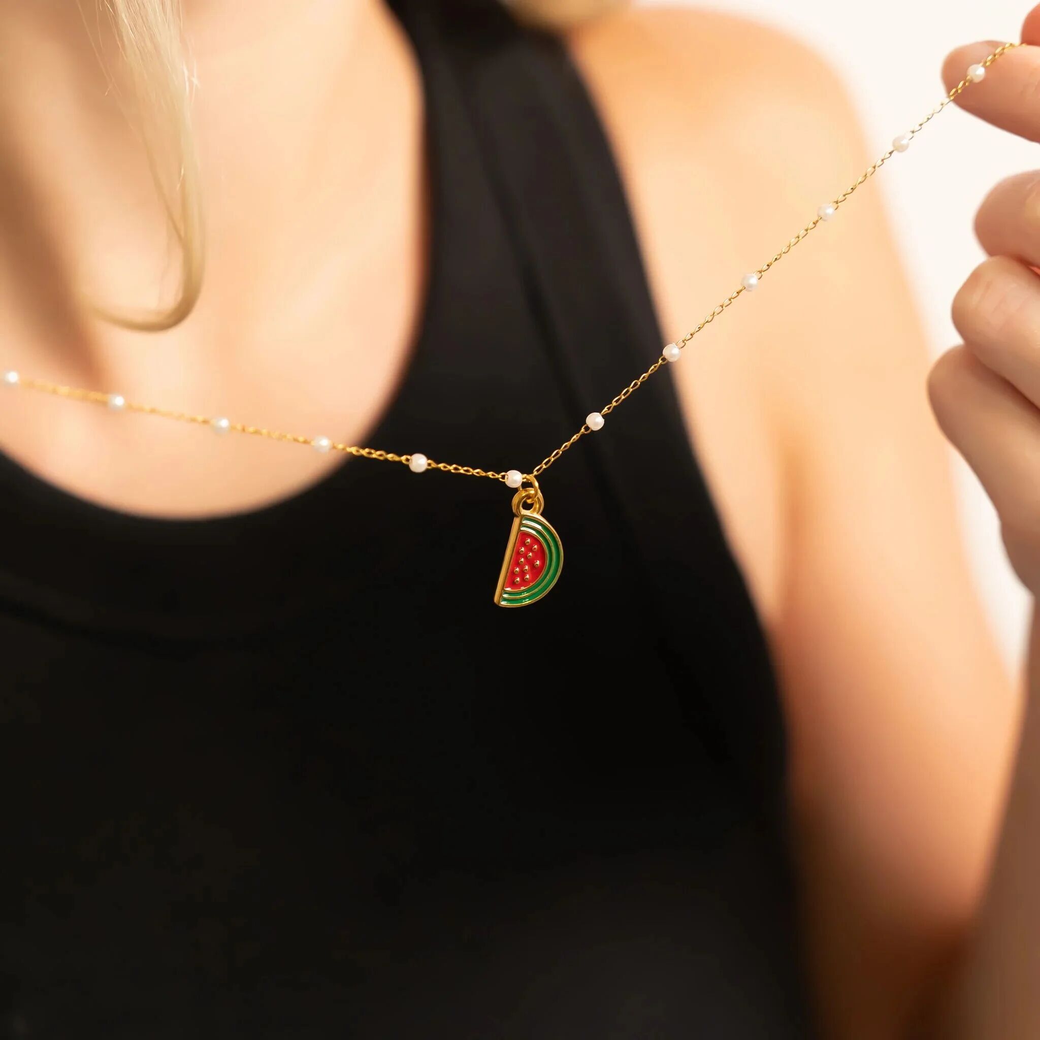 18K Gold PVD Stainless Steel Fruit Stand Charm Set