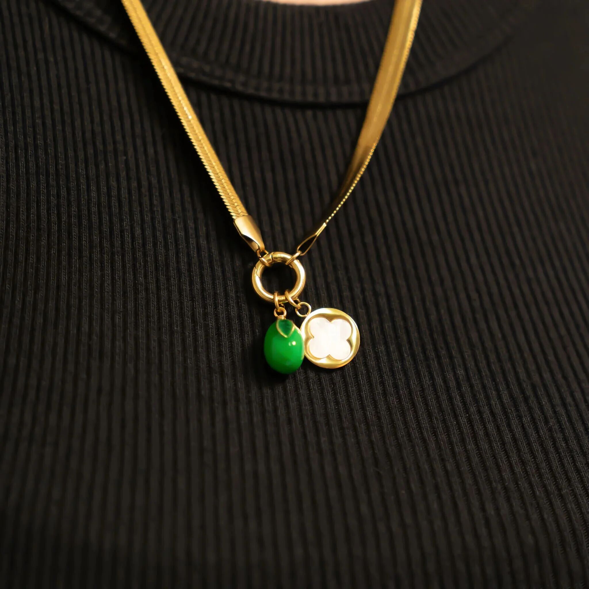 18K Gold PVD Stainless Steel Fruit Stand Charm Set