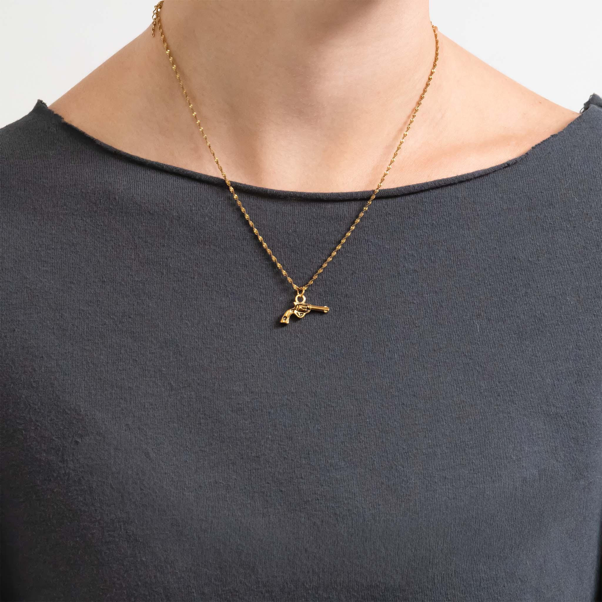 18K Gold PVD Stainless Steel Western Gun Charm