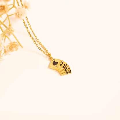 18K Gold PVD Stainless Steel Playing Cards Charm
