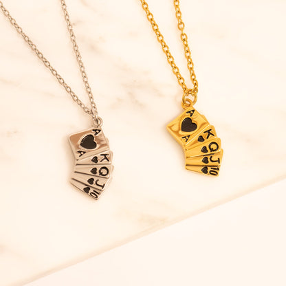 18K Gold PVD Stainless Steel Playing Cards Charm