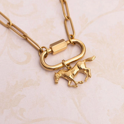 18K Gold PVD Stainless Steel Horse Charm