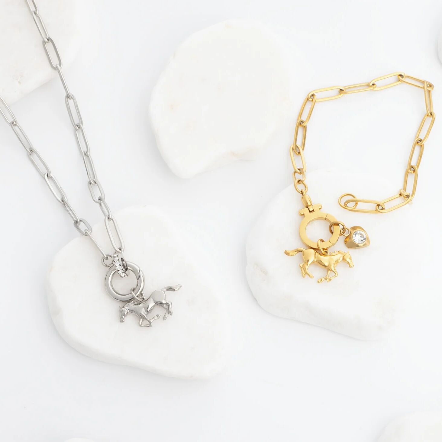 18K Gold PVD Stainless Steel Horse Charm