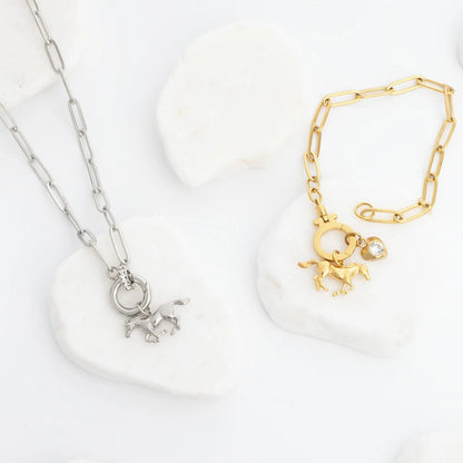 18K Gold PVD Stainless Steel Horse Charm