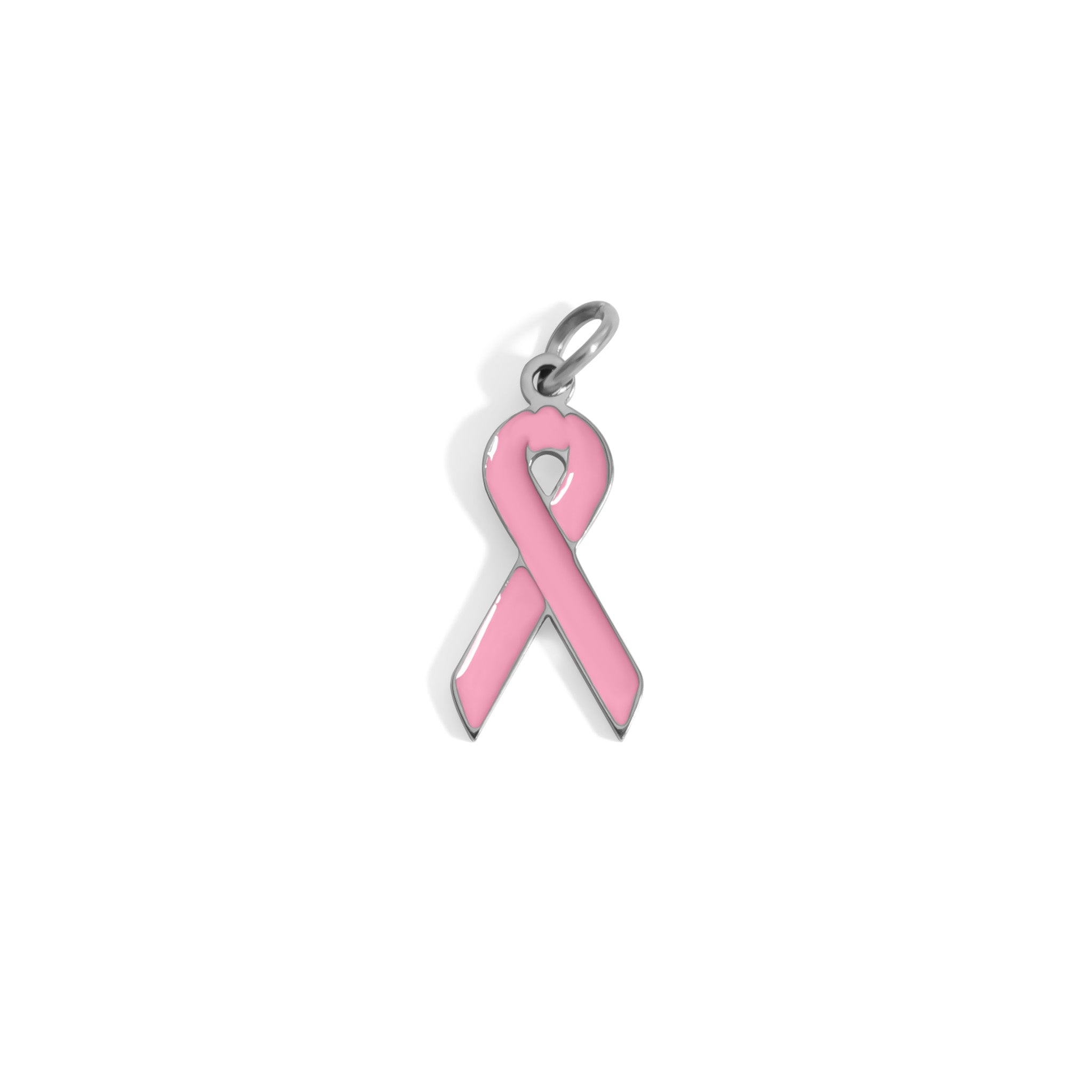 18K Gold PVD Stainless Steel Cancer Ribbon Charm