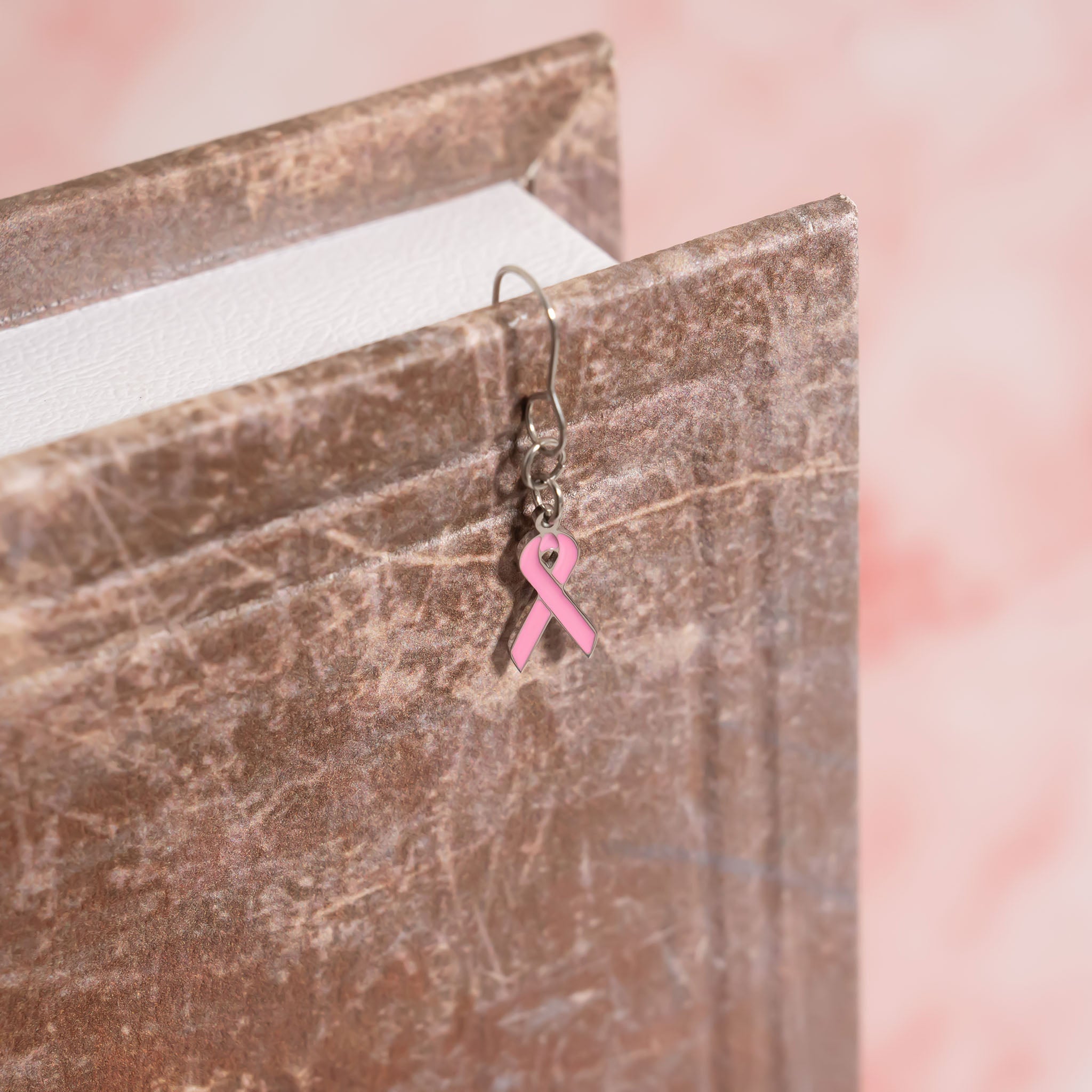 18K Gold PVD Stainless Steel Cancer Ribbon Charm