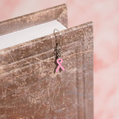 18K Gold PVD Stainless Steel Cancer Ribbon Charm