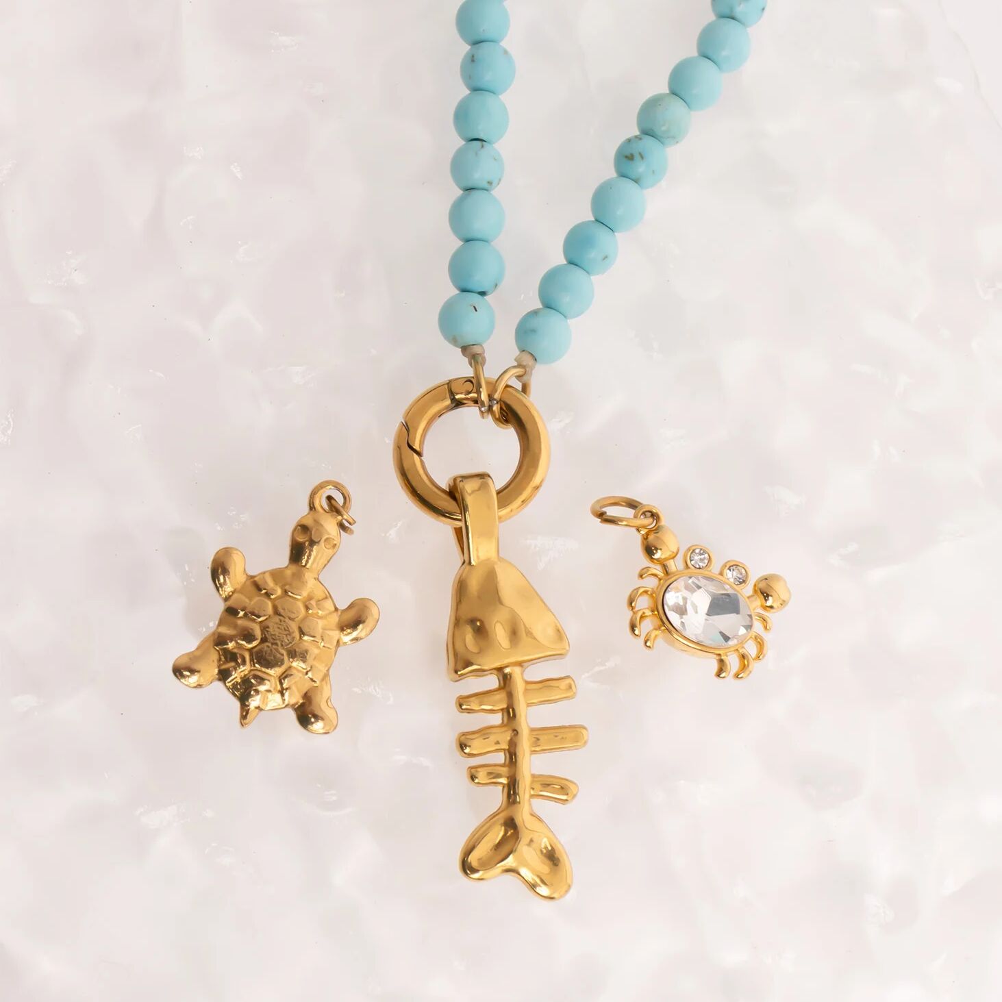 18K Gold PVD Stainless Steel Fish Bone Charm