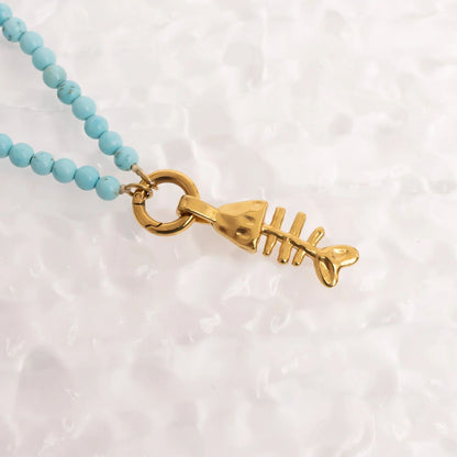 18K Gold PVD Stainless Steel Fish Bone Charm