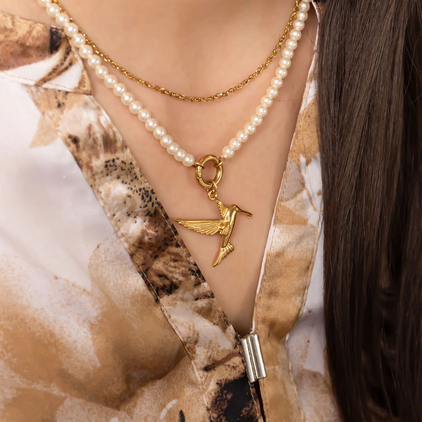 18K Gold PVD Stainless Steel Humming Bird Charm