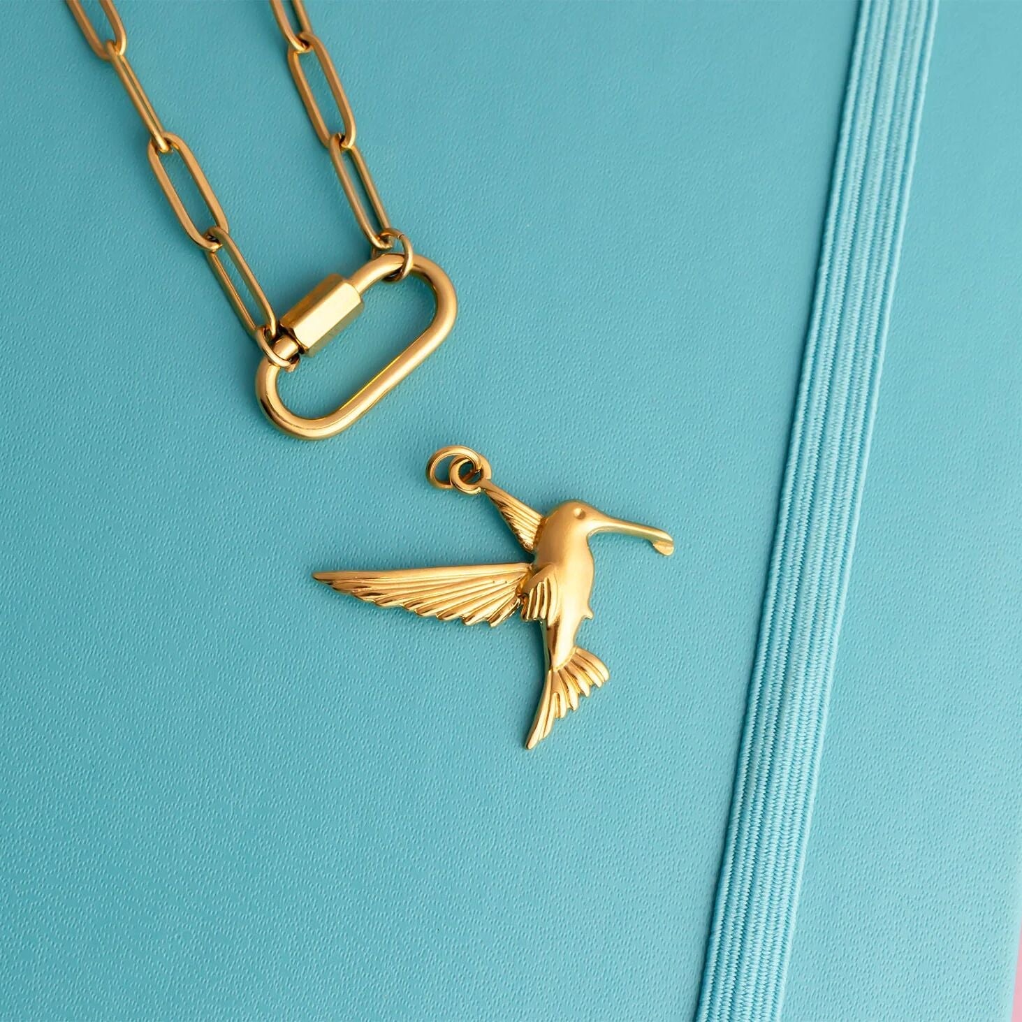 18K Gold PVD Stainless Steel Humming Bird Charm