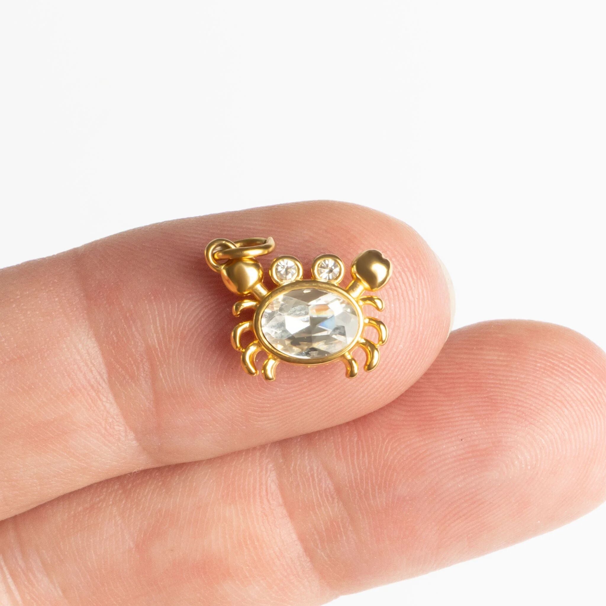 18K Gold PVD Stainless Steel Stone Crab Charm