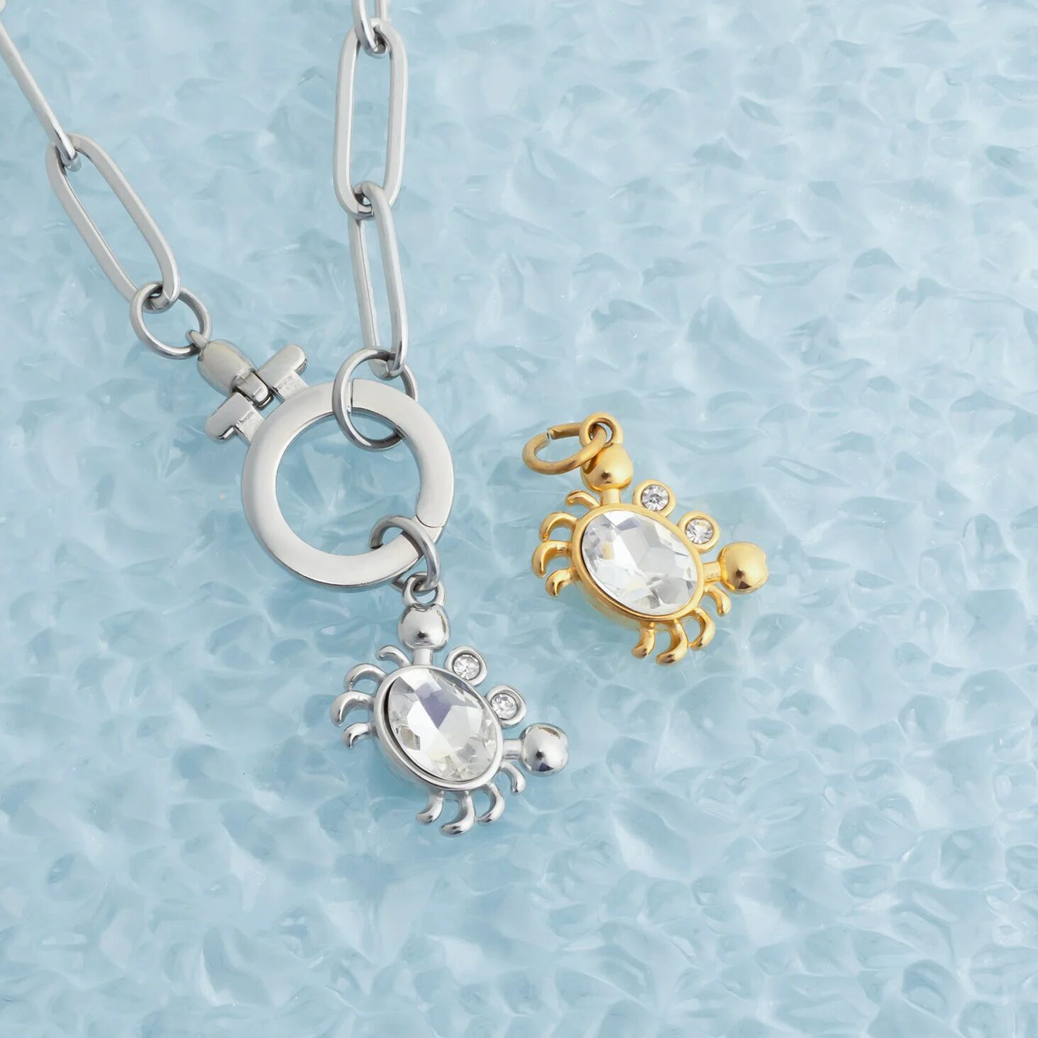 18K Gold PVD Stainless Steel Stone Crab Charm