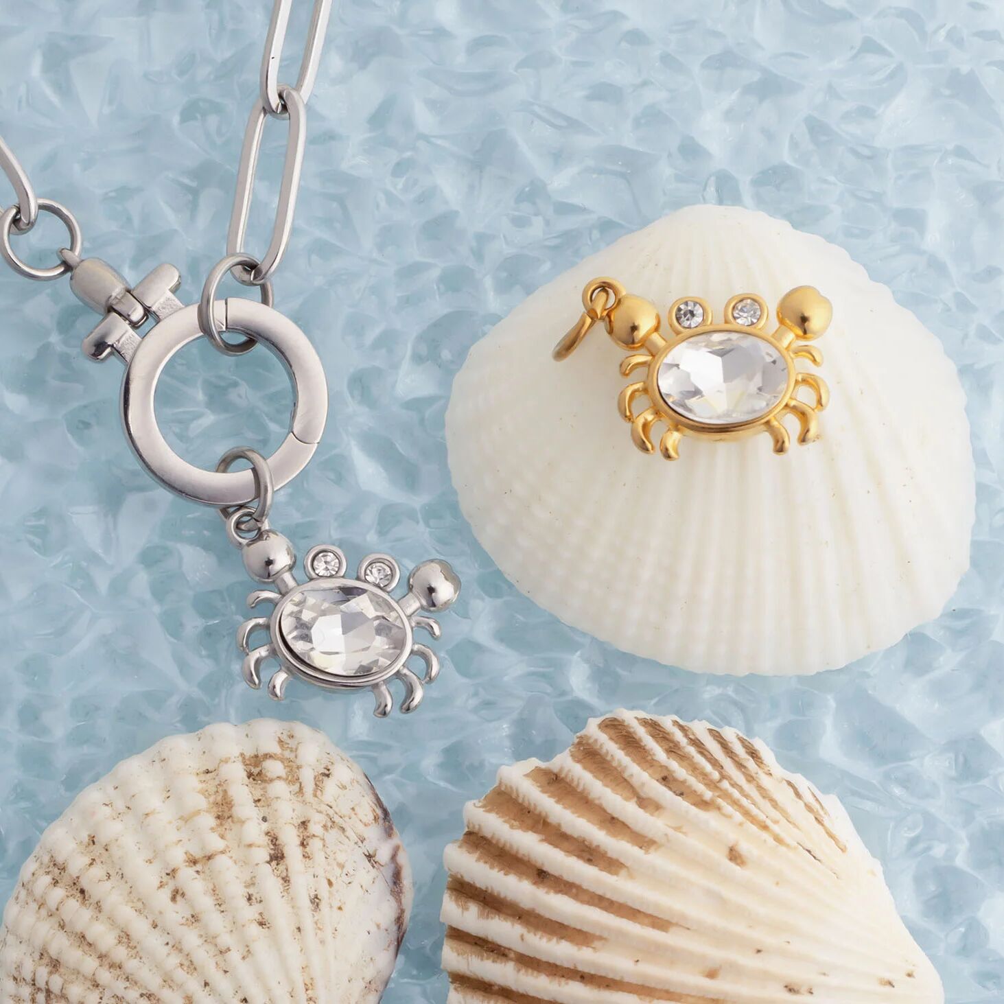 18K Gold PVD Stainless Steel Stone Crab Charm