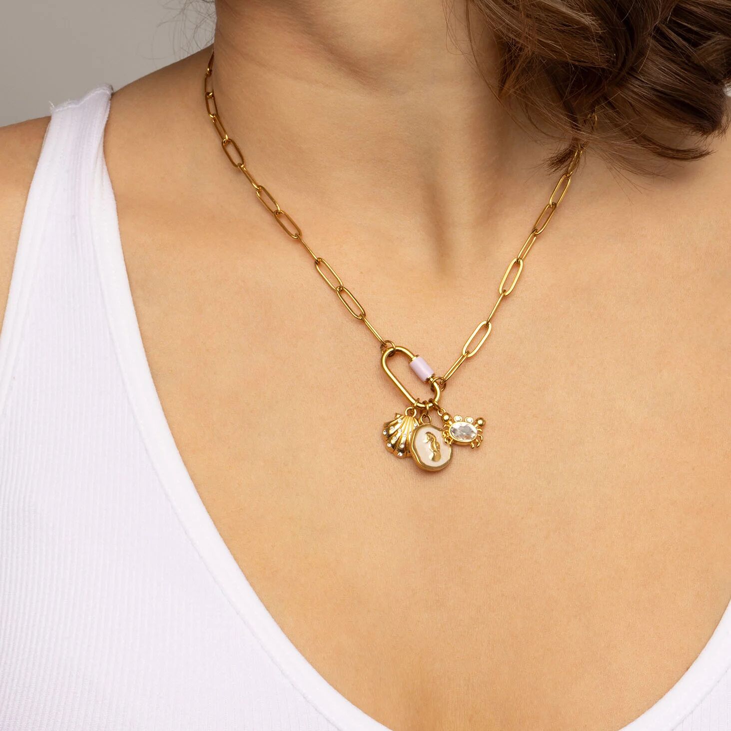 18K Gold PVD Stainless Steel Stone Crab Charm