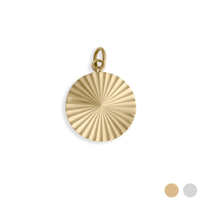 18K Gold PVD Stainless Steel Round Sunburst Charm