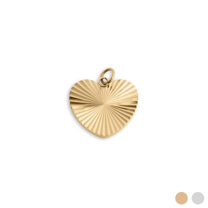 18K Gold PVD Stainless Steel Sunburst Heart Charm