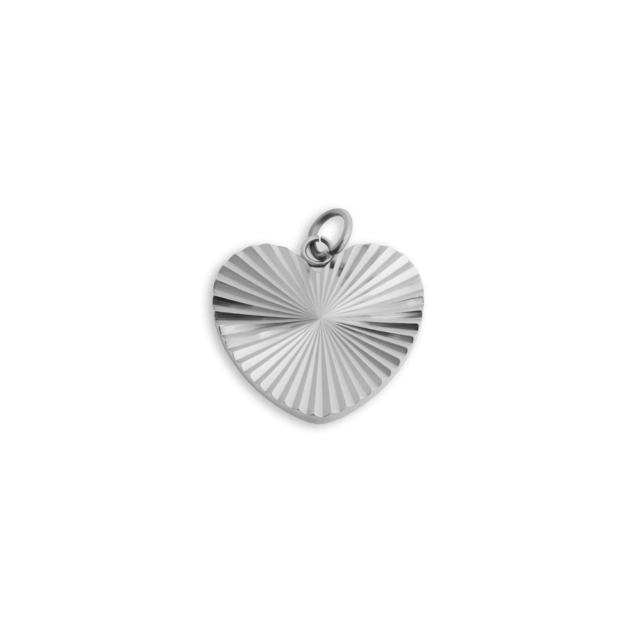 18K Gold PVD Stainless Steel Sunburst Heart Charm