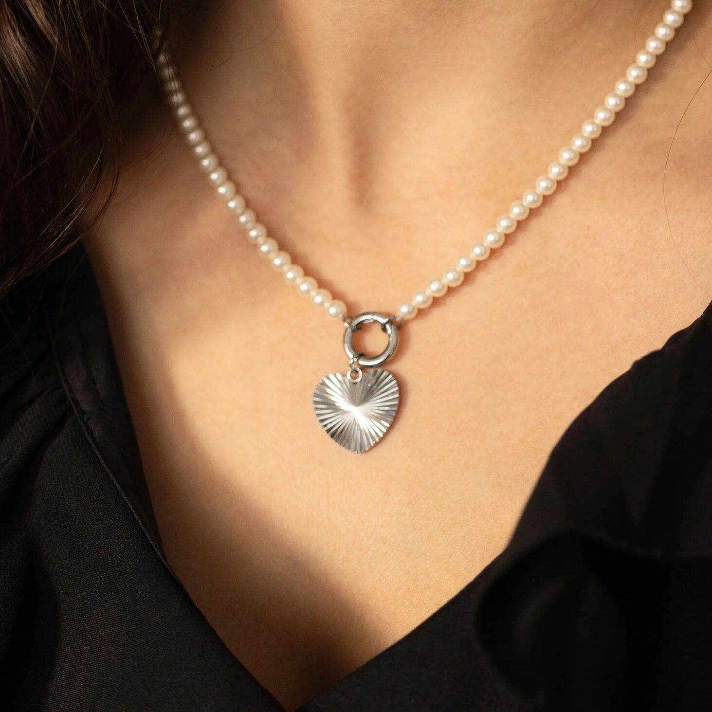 18K Gold PVD Stainless Steel Sunburst Heart Charm