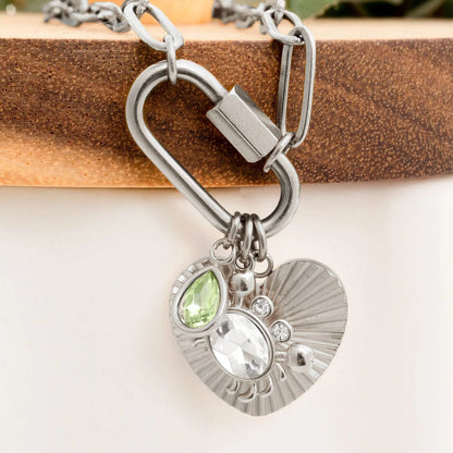 18K Gold PVD Stainless Steel Sunburst Heart Charm