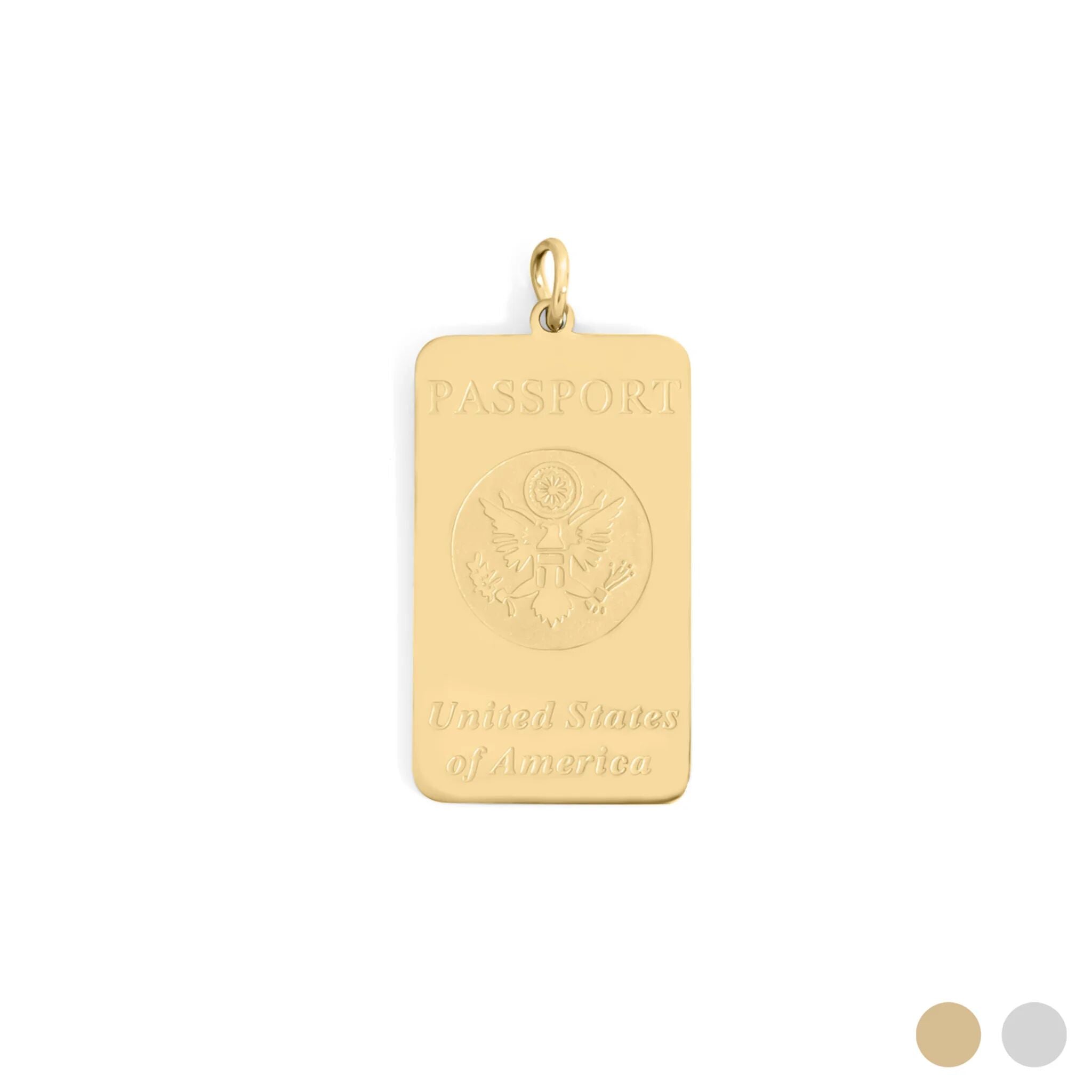 18K Gold PVD Stainless Steel Passport Charm
