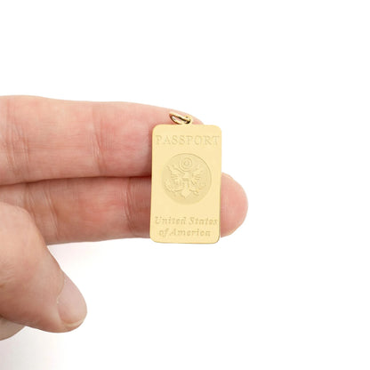 18K Gold PVD Stainless Steel Passport Charm