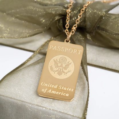 18K Gold PVD Stainless Steel Passport Charm