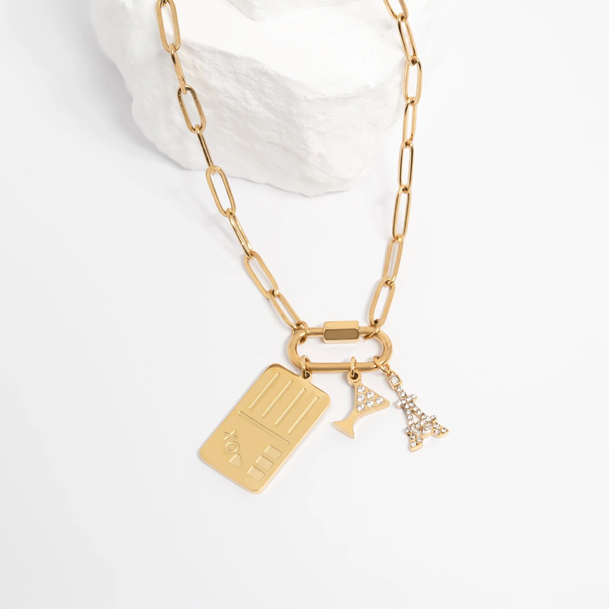 18K Gold PVD Stainless Steel Postcard Charm