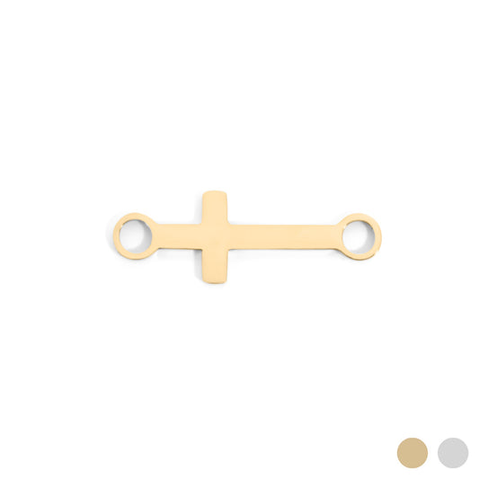 18K Gold PVD Stainless Steel Cross Connector Charm