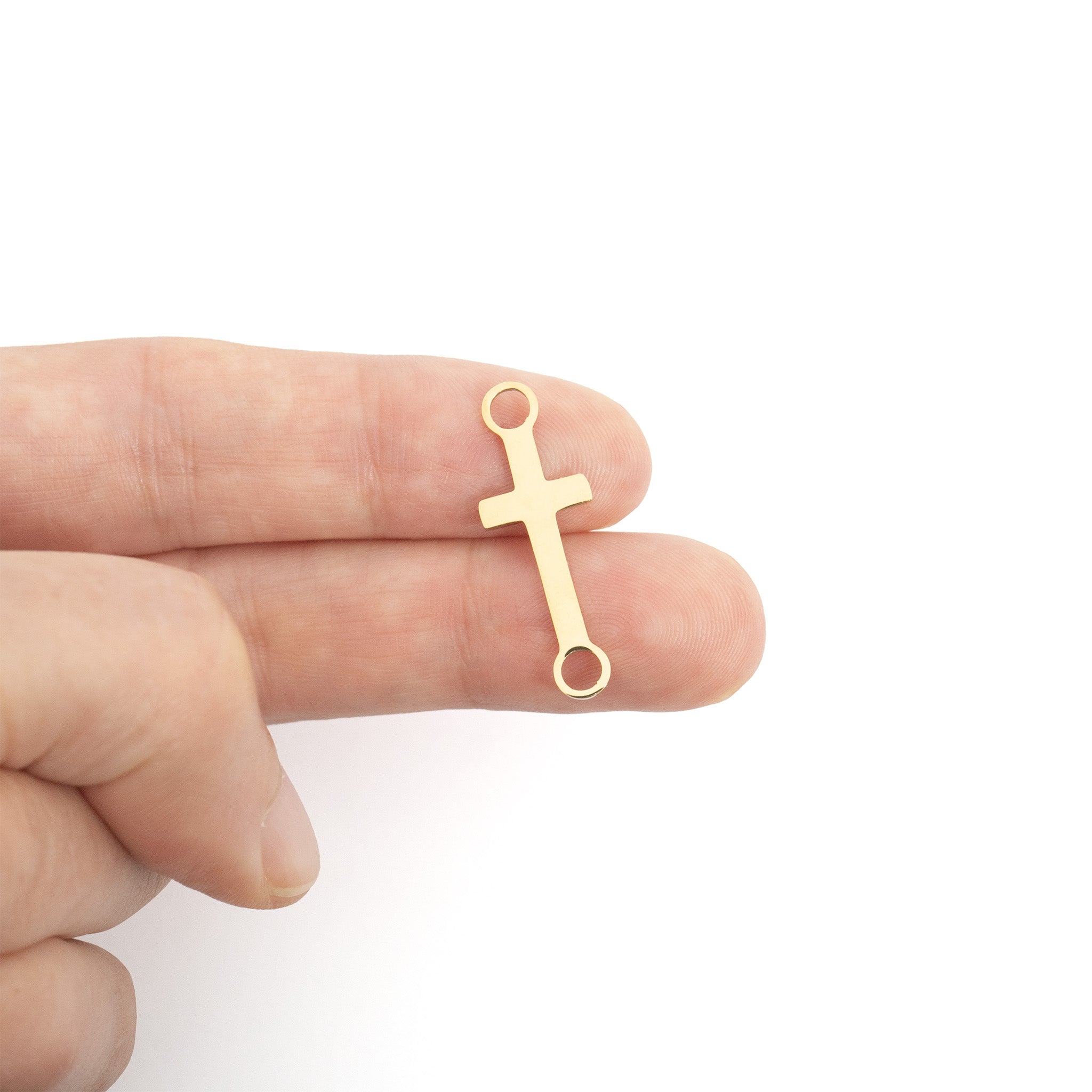 18K Gold PVD Stainless Steel Cross Connector Charm