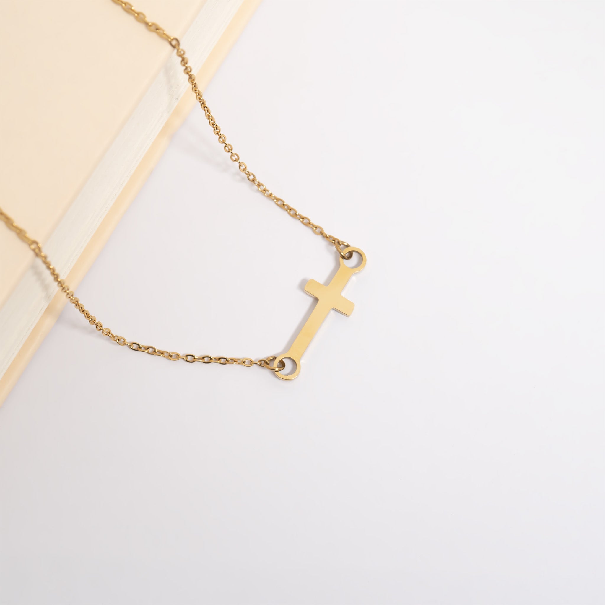18K Gold PVD Stainless Steel Cross Connector Charm