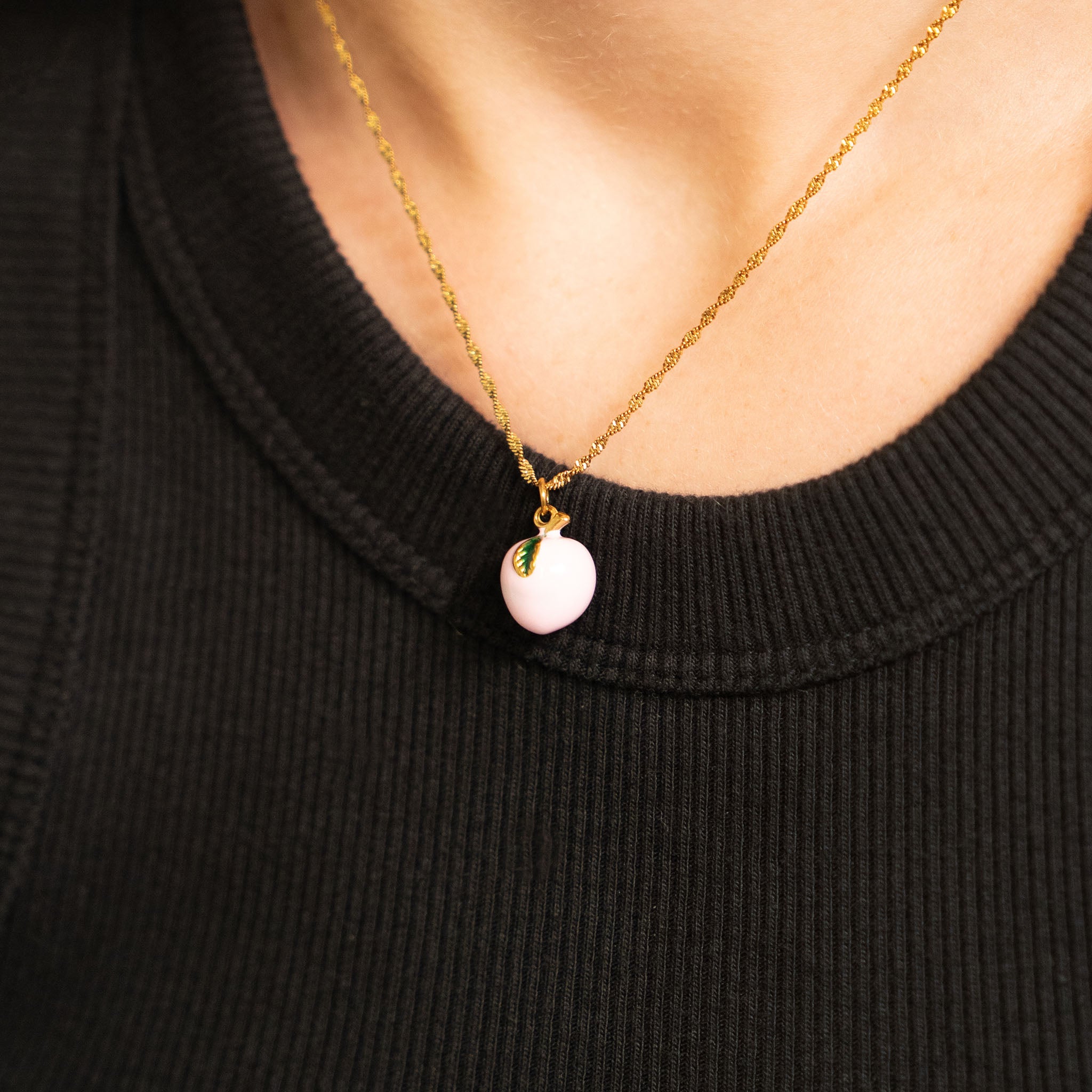 18K Gold PVD Stainless Steel Peach Charm