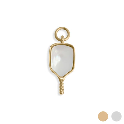 18K Gold PVD Stainless Steel Mother Of Pearl Pickleball Charm