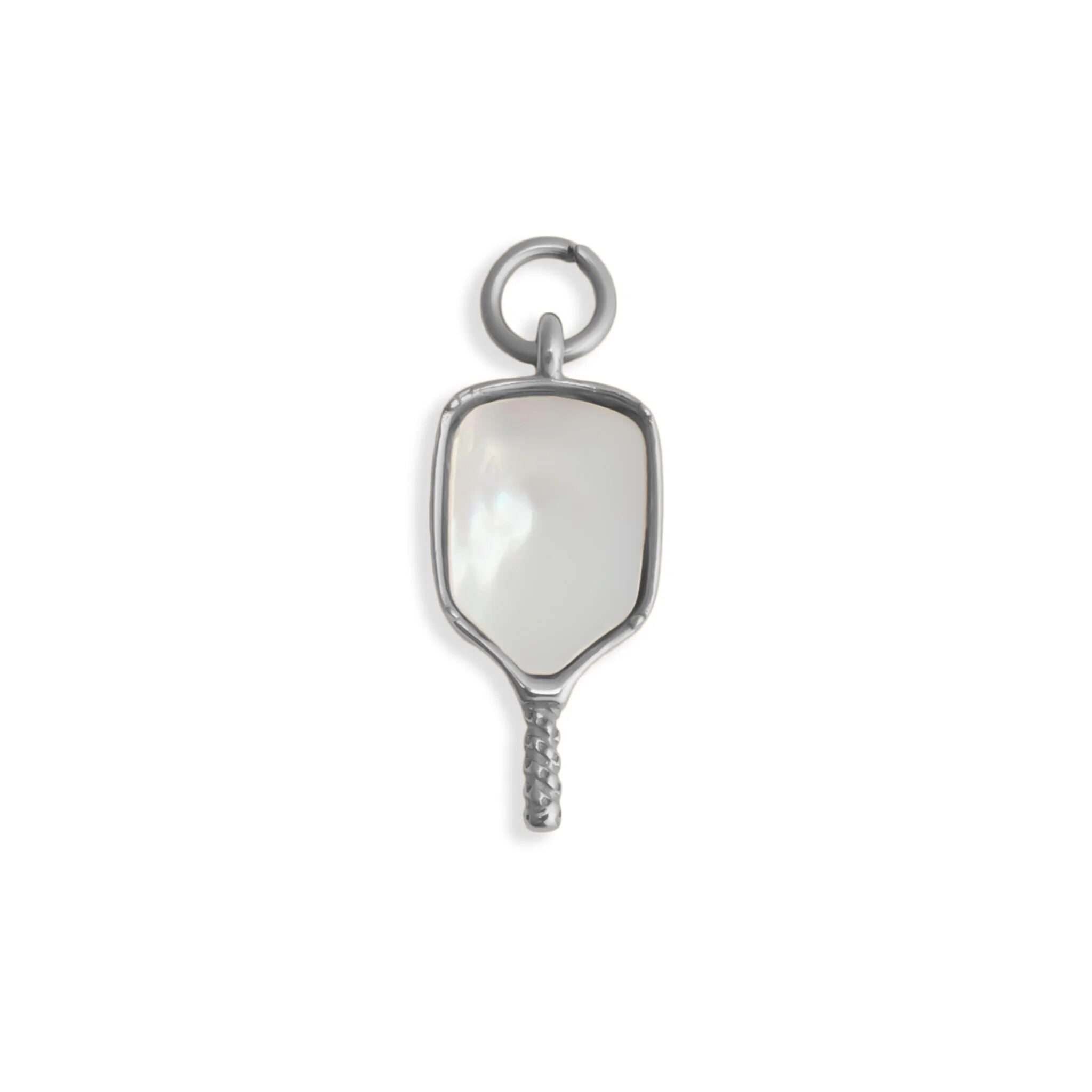 18K Gold PVD Stainless Steel Mother Of Pearl Pickleball Charm