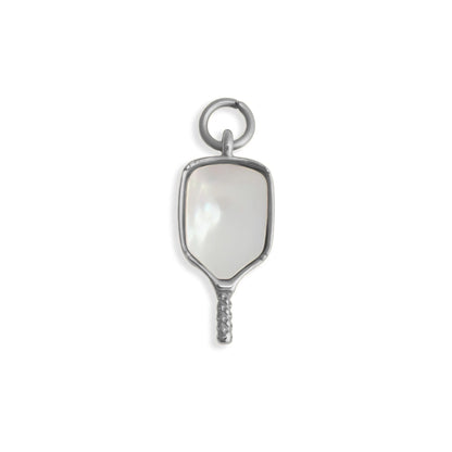 18K Gold PVD Stainless Steel Mother Of Pearl Pickleball Charm
