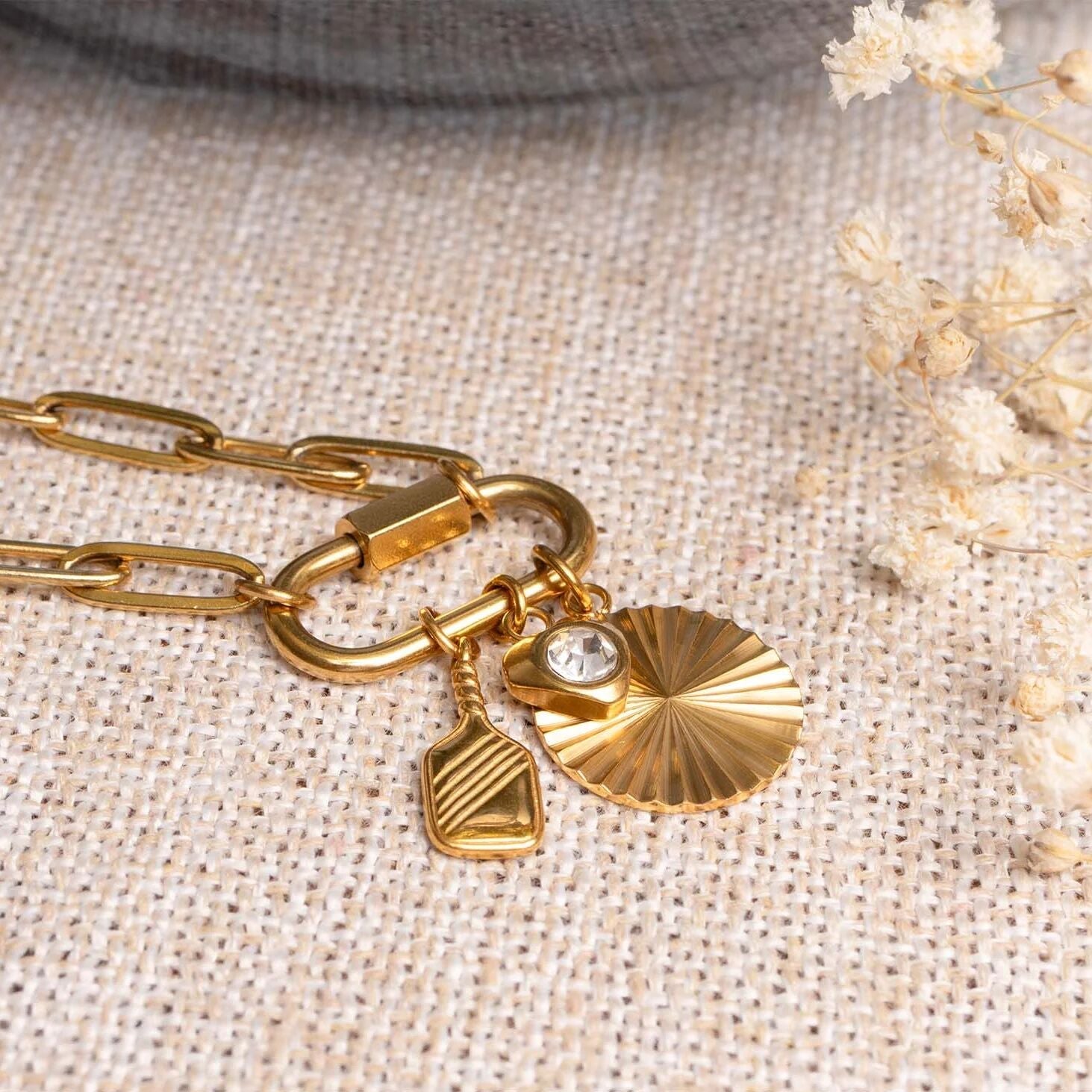 18K Gold PVD Stainless Steel Pickleball Charm