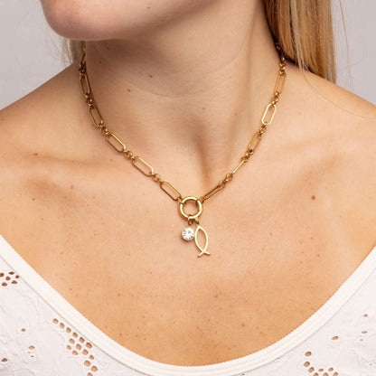 18K Gold PVD Stainless Steel Religious Fish Charm
