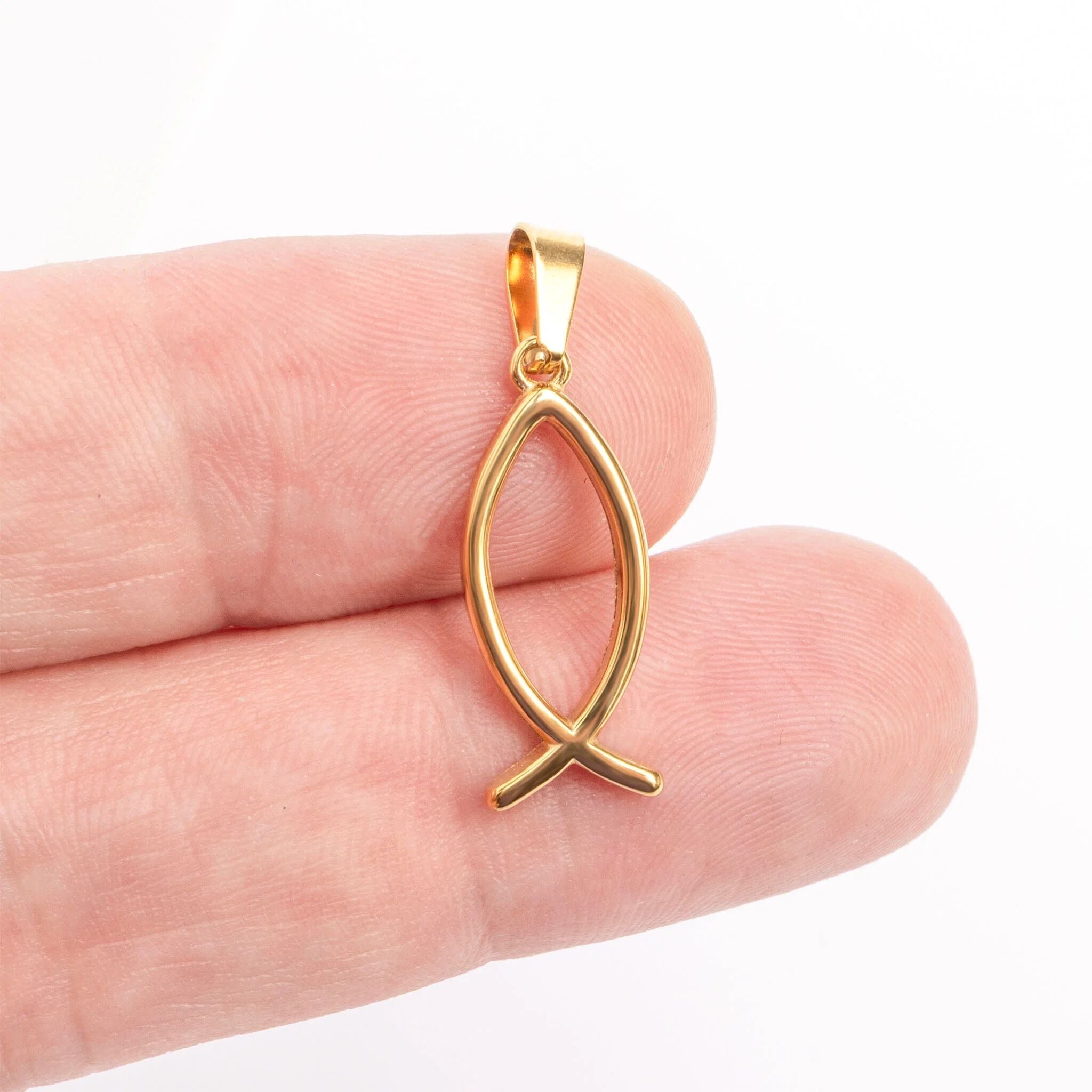 18K Gold PVD Stainless Steel Religious Fish Charm