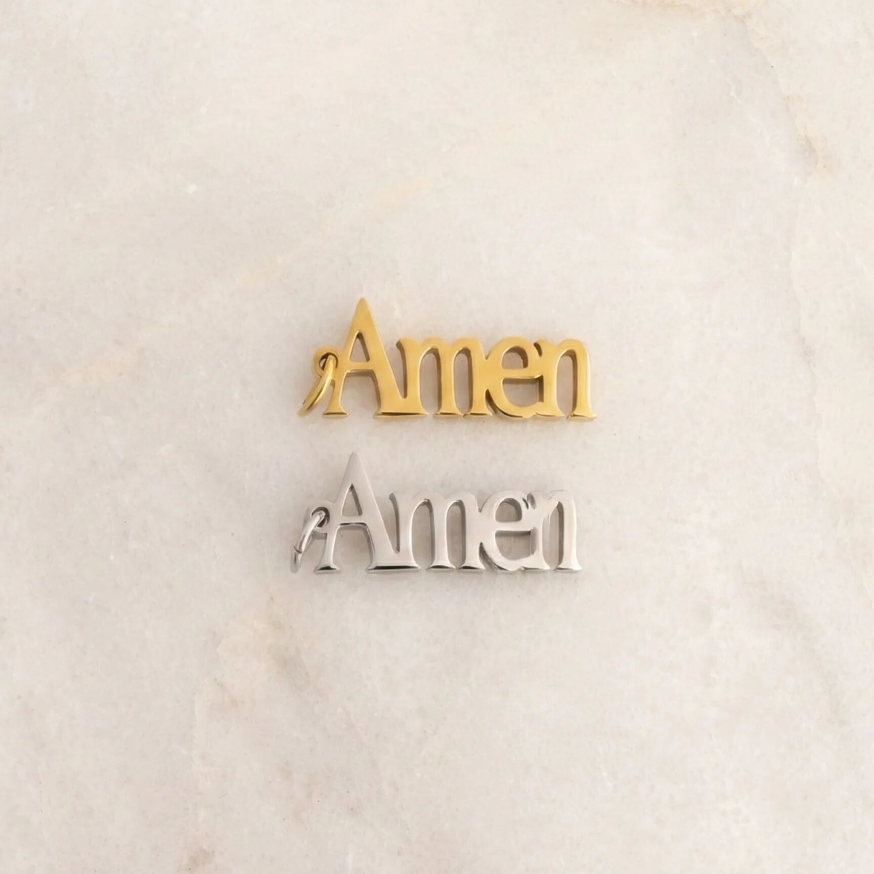 18K Gold PVD Stainless Steel Amen Word Charm