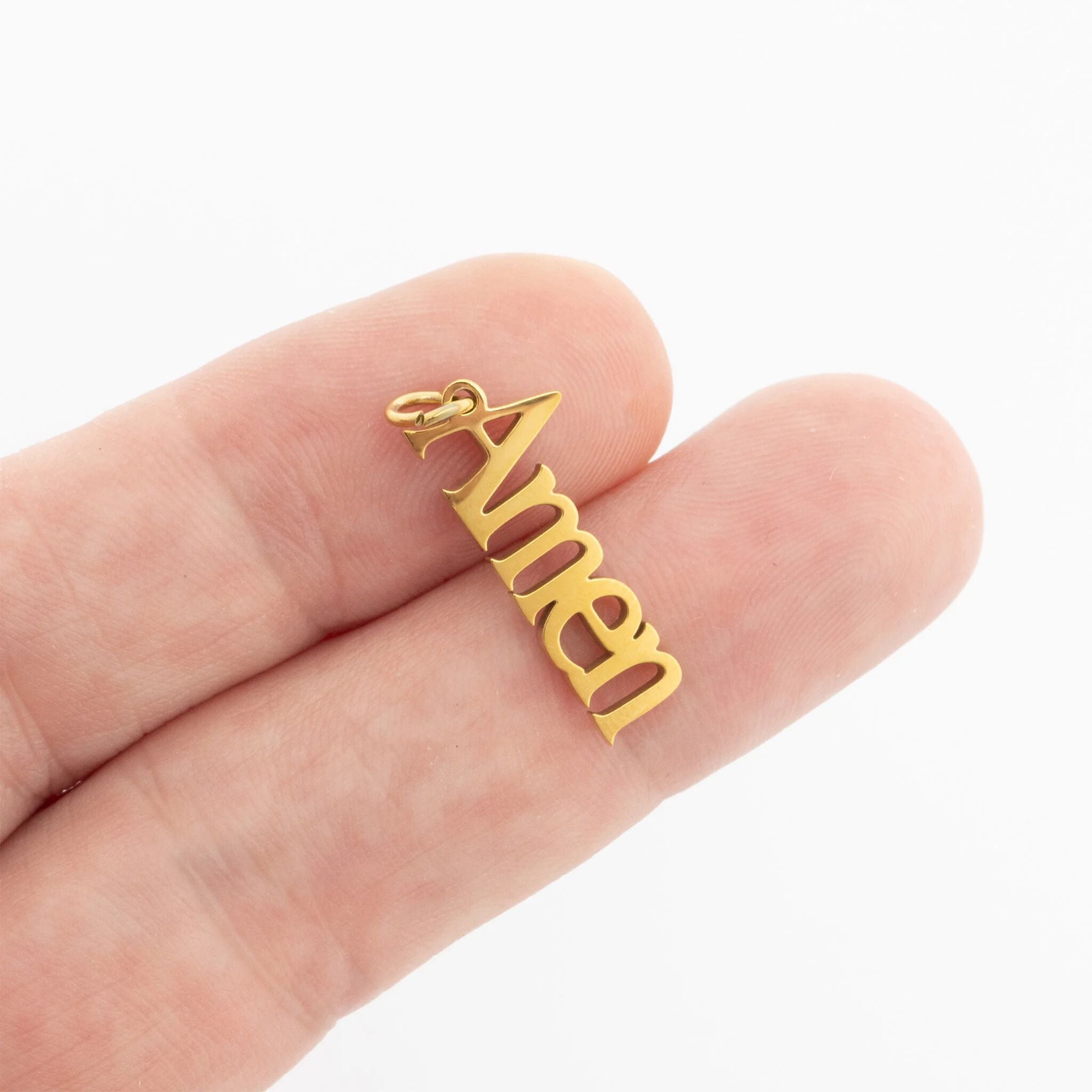 18K Gold PVD Stainless Steel Amen Word Charm